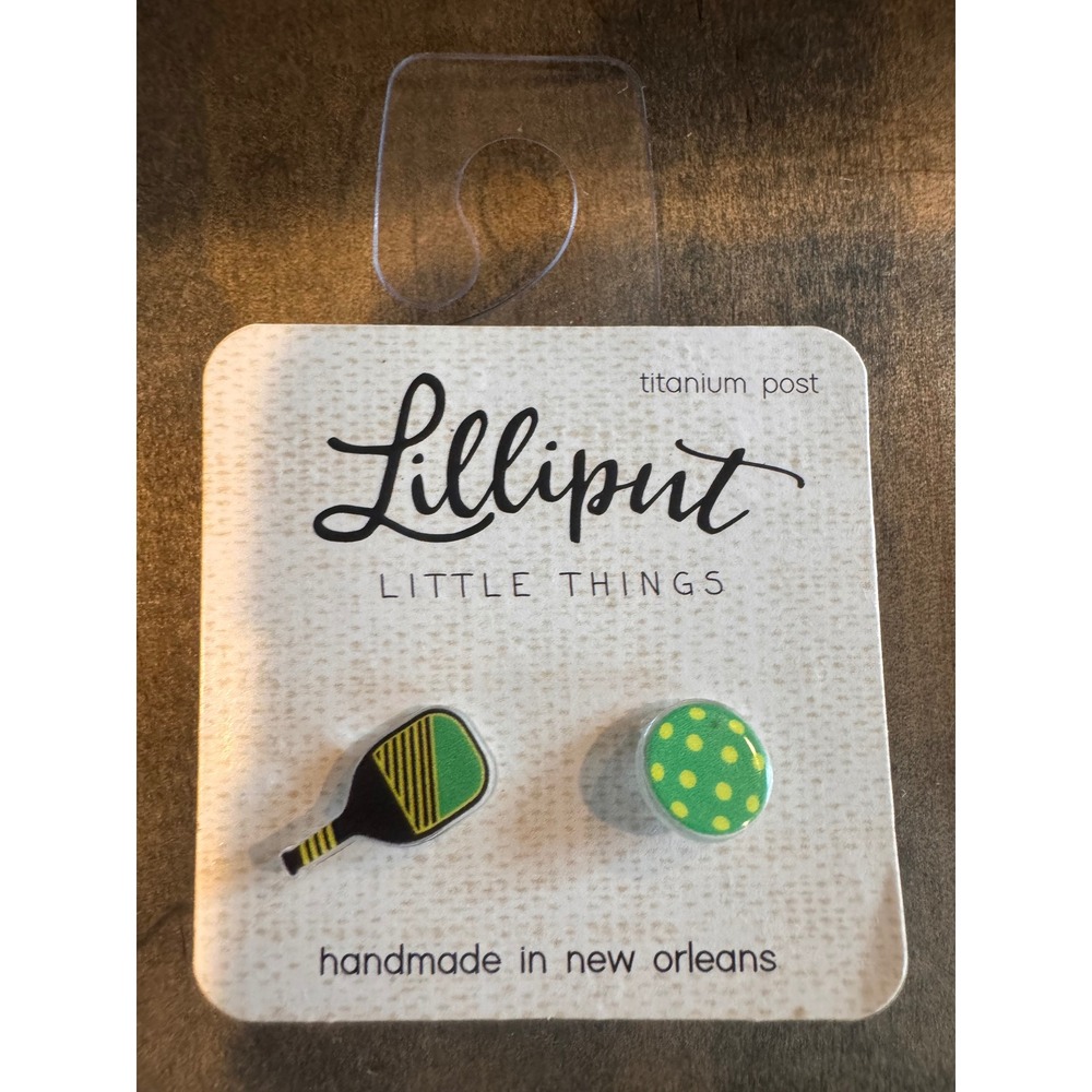 Lilliput Little Things Pickleball‎ Stud Earrings Titanium Posts New